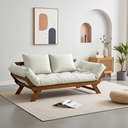 Ver imagem 4 de Sofá Japão Futon Sarja Impermeável Branco Off Madeira Imbuia
