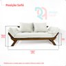 Sofá Japão Futon Sarja Impermeável Branco Off Madeira Imbuia - 5