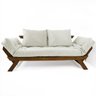 Sofá Japão Futon Sarja Impermeável Branco Off Madeira Imbuia - 1