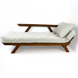 Sofá Japão Futon Sarja Impermeável Branco Off Madeira Imbuia - 2