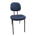 Ver imagem 2 de Kit 2 Cadeiras de Escritório Fixa Secretaria Pé Palito Tecido Js Azul com Preto Estofada