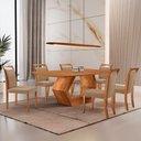 Ver imagem 1 de Mesa de Jantar Ane 180cm Tampo Laminado Barril com 6 Cadeiras Munique