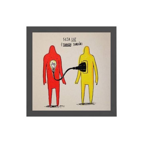 Quadro Seja Luz E Tomada Também 20x20cm:Madeira branca