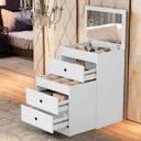 Ver imagem 2 de Penteadeira com Gavetas Espelho e Banqueta Branca Olivia Mdf:branco