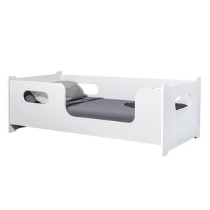 Cama Montessoriana Solteiro Encanto com Grade de Proteção Criança Estilo Moderna Premium Cor Branco