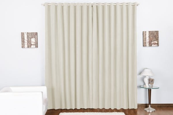 Cortina no Tecido Oxford na Cor Palha 4,00m x 2,80m para Quarto e Sala com Ilhós Duda - 1