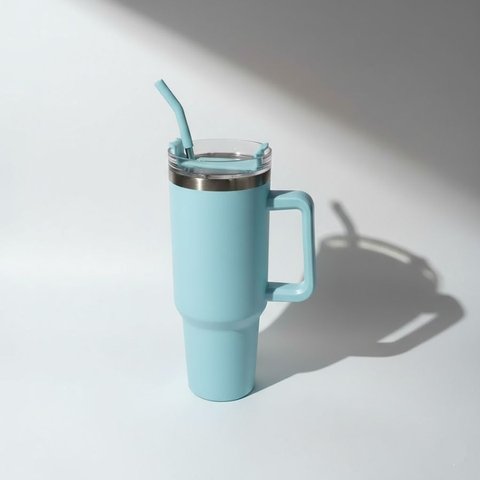 Copo Térmico Ms-971 1200ml com Canudo:Azul Bebê