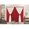 Cortina Inteira Voal na Cor Vermelho 3,00m x 2,80m para Trilho Comum Mara - 1