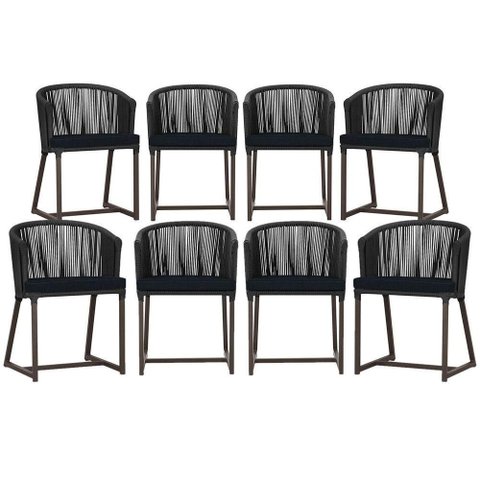 8 Cadeiras de Jantar Área Noronha Marrom E12 Trama Original Preto