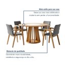 Ver imagem 5 de Conjunto Sala de Jantar 4 Lugares Redonda com Prata Giratório Mesa e Cadeira Flora Marrom/Cinamomo/Off White/Linho
