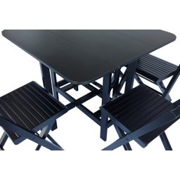 Conjunto Prático Mesa e 4 Cadeiras Dobrável Preto, Bar-Cozinha-Lazer-Varanda ( QUADRADO OVAL ) - 9