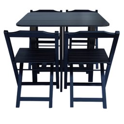 Conjunto Prático Mesa e 4 Cadeiras Dobrável Preto, Bar-Cozinha-Lazer-Varanda ( QUADRADO OVAL ) - 7