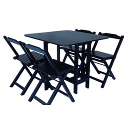 Conjunto Prático Mesa e 4 Cadeiras Dobrável Preto, Bar-Cozinha-Lazer-Varanda ( QUADRADO OVAL ) - 5