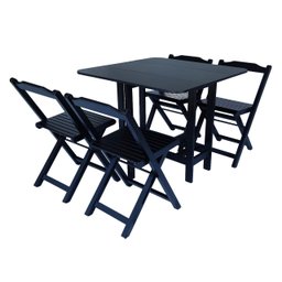 Conjunto Prático Mesa e 4 Cadeiras Dobrável Preto, Bar-Cozinha-Lazer-Varanda ( QUADRADO OVAL ) - 15