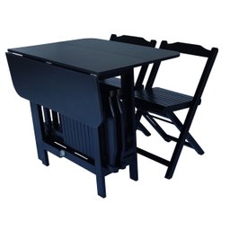 Conjunto Prático Mesa e 4 Cadeiras Dobrável Preto, Bar-Cozinha-Lazer-Varanda ( QUADRADO OVAL ) - 16