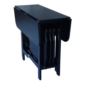 Conjunto Prático Mesa e 4 Cadeiras Dobrável Preto, Bar-Cozinha-Lazer-Varanda ( QUADRADO OVAL )