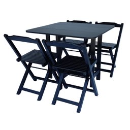 Conjunto Prático Mesa e 4 Cadeiras Dobrável Preto, Bar-Cozinha-Lazer-Varanda ( QUADRADO OVAL ) - 8