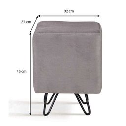 Puff Dado Prata com Base de Aço - Daf - 4