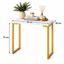 Ver imagem 3 de Aparador Estilo Industrial Slim 75x70 Mesa Decorativa Cantinho do Café Dourado e Branco