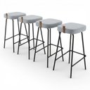Ver imagem 1 de Kit 04 Banquetas Altas Cozinha e Área Gourmet Vik Estofada Linho Cinza - Desk Design