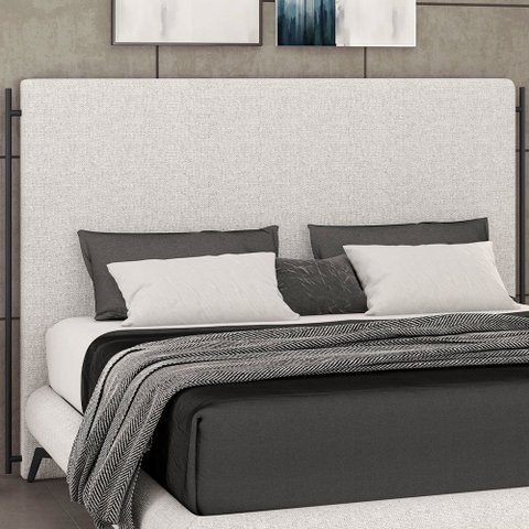 Cabeceira Cama Box Queen 160cm Estofada Goya P05 Linho Cinza Claro - Lyam Decor