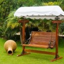 Ver imagem 3 de Banco Balanço de Jardim com Toldo Movel de Jardim - Preto