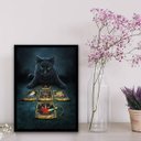 Ver imagem 1 de Quadro Gato Preto Com Tarot 24x18cm:Madeira preta