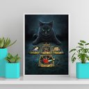 Ver imagem 2 de Quadro Gato Preto Com Tarot 24x18cm:Madeira preta