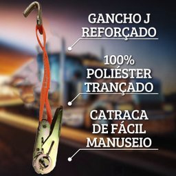 Catraca Movel de Amarraçao de Carga Gancho em J Kit 2 Uni Reforçada Resistente Mudança Obra - 3