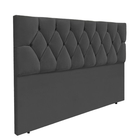 Cabeceira Capitonê Cama Box Estofada Luxo Suede Rbl:queen Tradicional/cinza