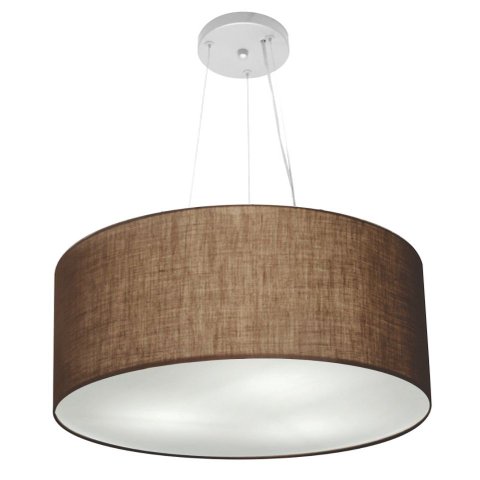 Lustre Pendente Cilíndrico Vivare Md-4188 Cúpula em Tecido 50x25cm - Bivolt - Café - Bivolt