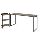 Ver imagem 1 de Kit Estante Areta 3 Prateleiras com Mesa Industrial Aspen 150cm C01 Carvalho Dark - Lyam Decor