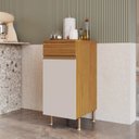 Ver imagem 1 de Balcão de Cozinha 1 Porta 1 Gaveta Ripada Fecho Click 40cm com Pés e Tampo 100% BP Organic Marrom/na