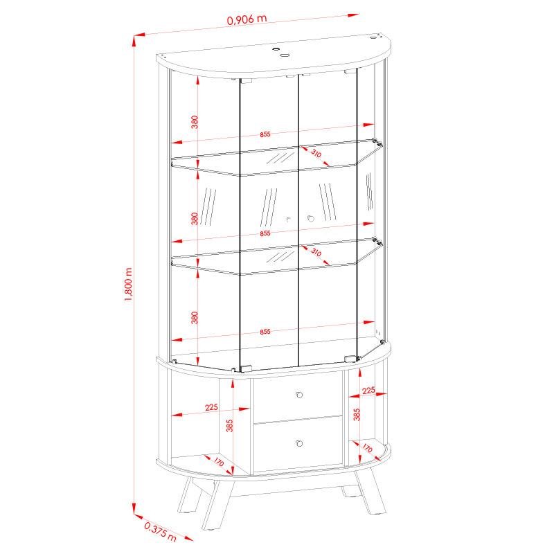 Aparador para Sala Buffet Mônaco e Cristaleira Moss Cumaru Opala – Madetec - 3