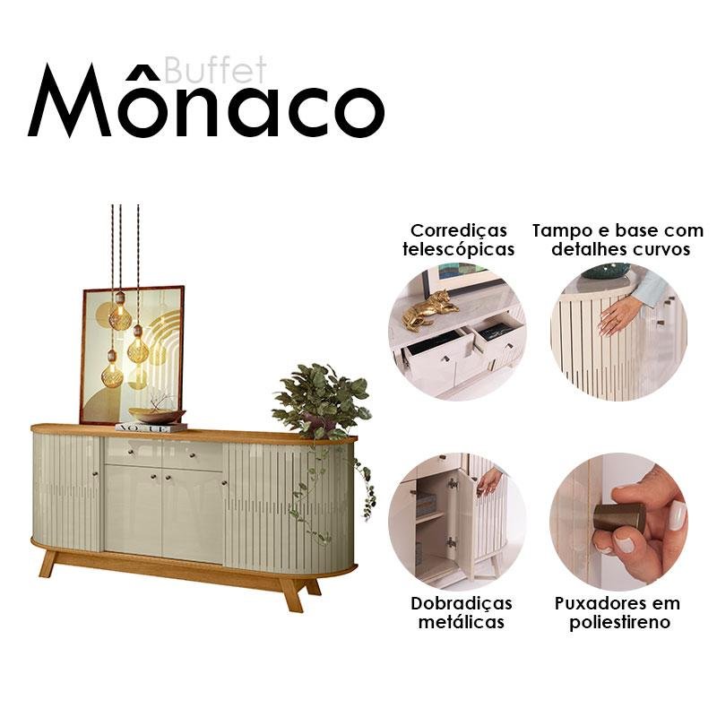 Aparador para Sala Buffet Mônaco e Cristaleira Moss Cumaru Opala – Madetec - 6