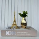 Ver imagem 2 de Decoração sala livro fake + vaso dourado + torre Eiffel
