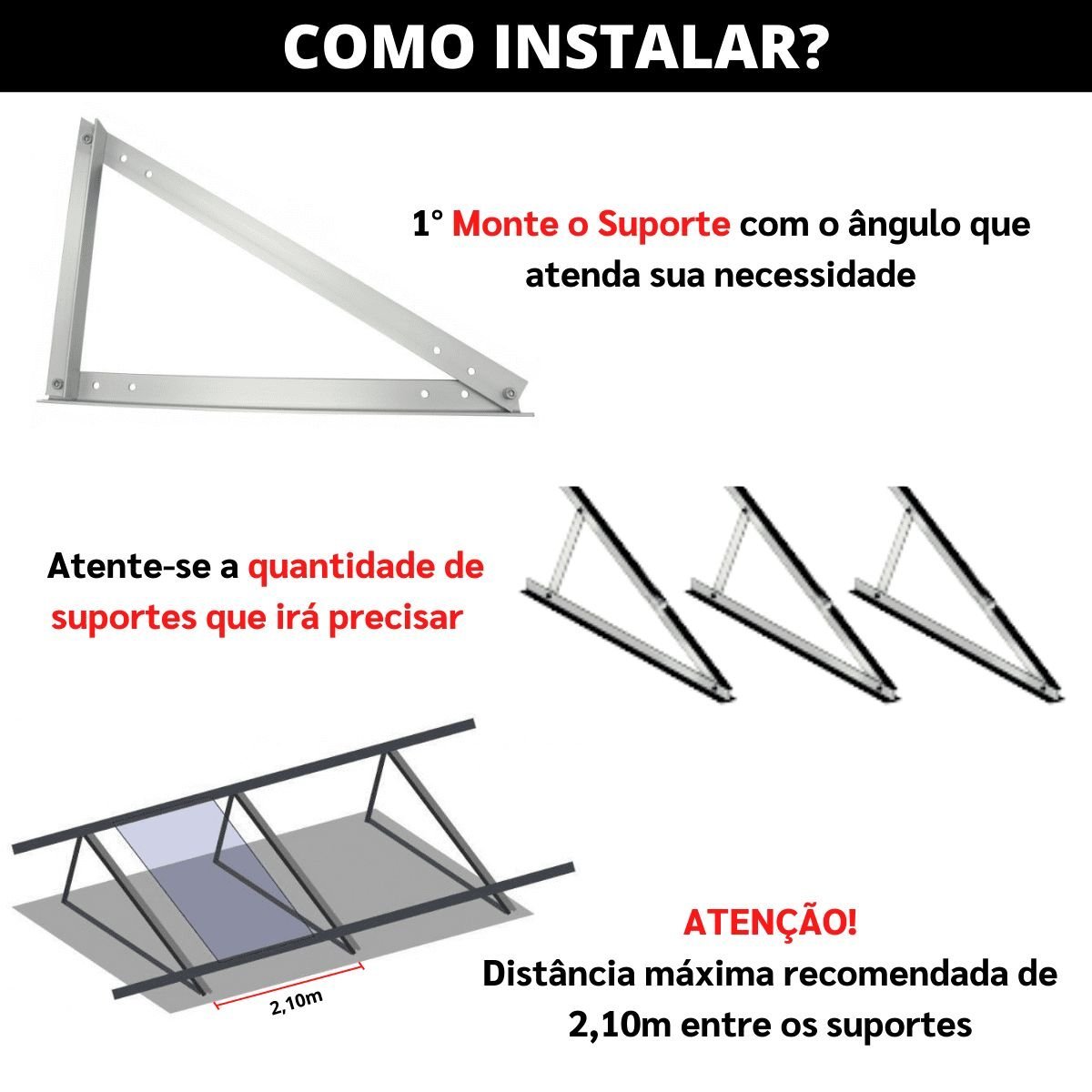 Cavalete Estrutura Suporte de Laje Para Placa Painel Solar Alumínio e Inox | Perfil Master - 5