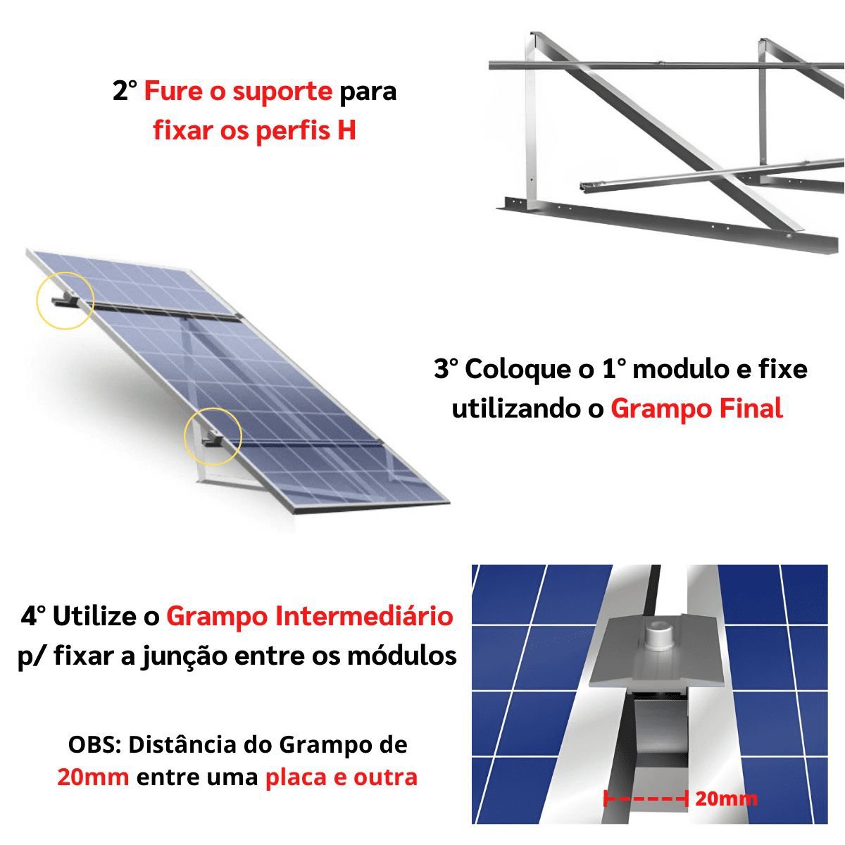 Cavalete Estrutura Suporte de Laje Para Placa Painel Solar Alumínio e Inox | Perfil Master - 6