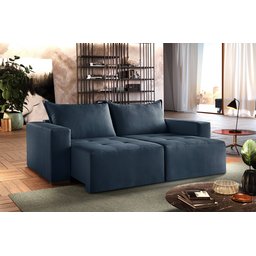 Sofá Retrátil Urano Azul Bic 1,90cm Almofadas Soltas - 1