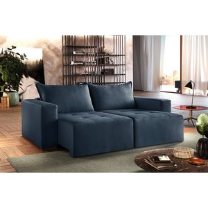 Sofá Retrátil Urano Azul Bic 1,90cm Almofadas Soltas