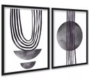 Ver imagem 1 de Kit 2 Quadros Modernos Cinza para Sala ou Quarto 24x18cm:moldura Preta