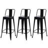 Kit 3 Banquetas Alta Para Cozinha Americana Bancada Bar Tolix Iron Industrial Com Encosto - Preto - 1