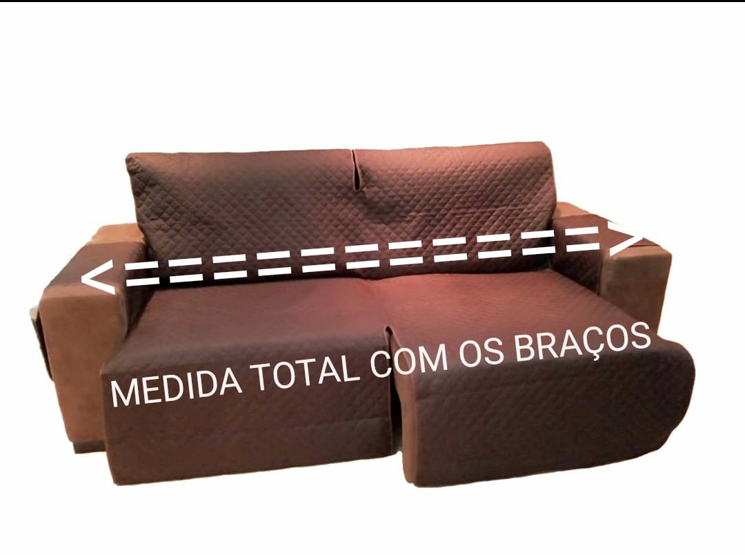 Protetor de Sofá Retrátil 2 Módulos Matelado Ultrassônico 2,20 (medida Total com Os Braços):cáqui - 9