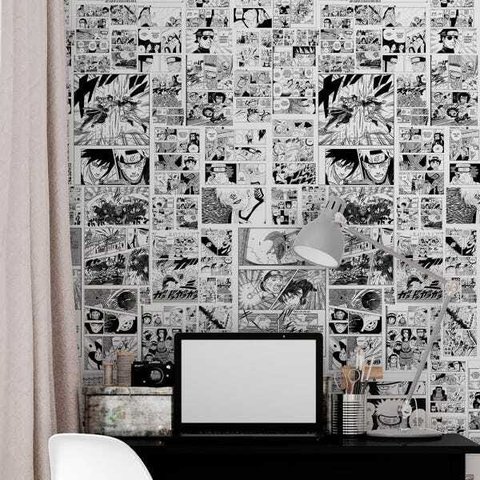 Papel de Parede Adesivo Lavável Quarto Mangá Naruto Anime