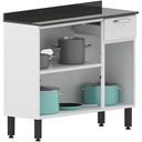 Ver imagem 3 de Armário Balcão de Cozinha com Tampo 3 Portas 1 Gaveta Branco Rosana