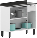Ver imagem 3 de Armário Balcão de Cozinha com Tampo 3 Portas 1 Gaveta Branco Rosana