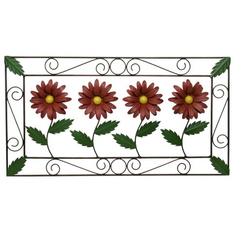 Quadro Decorativo Rustico de Ferro com Flores para Parede Colonial Libertas Rosas Artesanato Margari