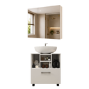 Ver imagem 2 de Kit Gabinete Banheiro Jasper Armário com Espelheira Suspensa Klein Nichos e Porta - Branco