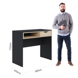 Escrivaninha Estudo Bit 90cm com 1 Gaveta Preto Fosco Taurani Nobre Colibri Moveis - 7