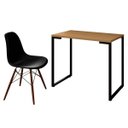 Ver imagem 1 de Mesa Escrivaninha Fit 90cm Natura e Cadeira Charles Preta - Mpozenato